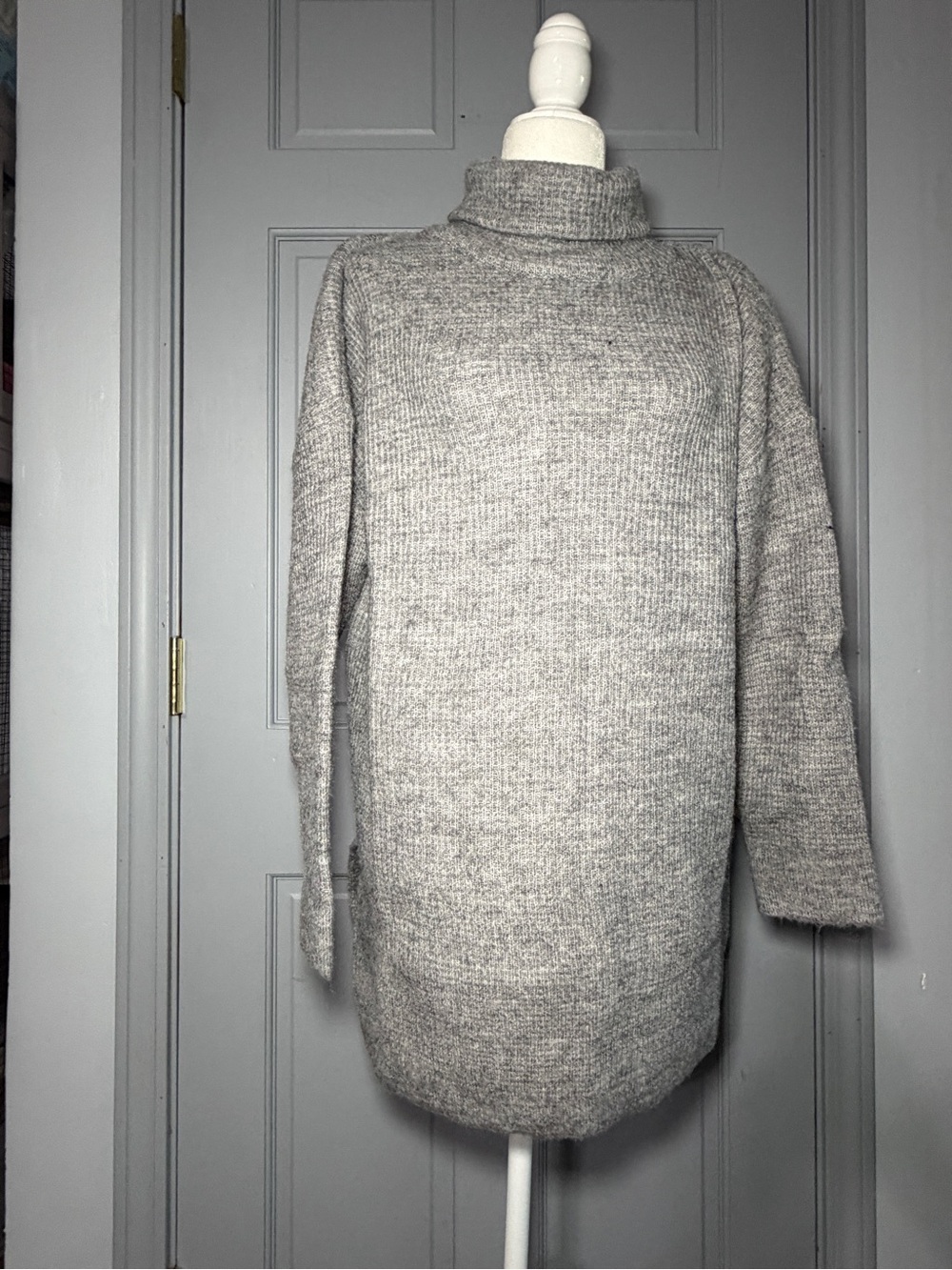 glam Heather Gray Turtleneck Mini Dress